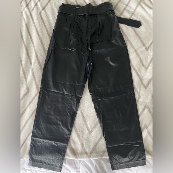 Loved, Dynamite Women’s Faux Black Leather Trousers with Belt Detail size 4 - Picture 7 of 9
